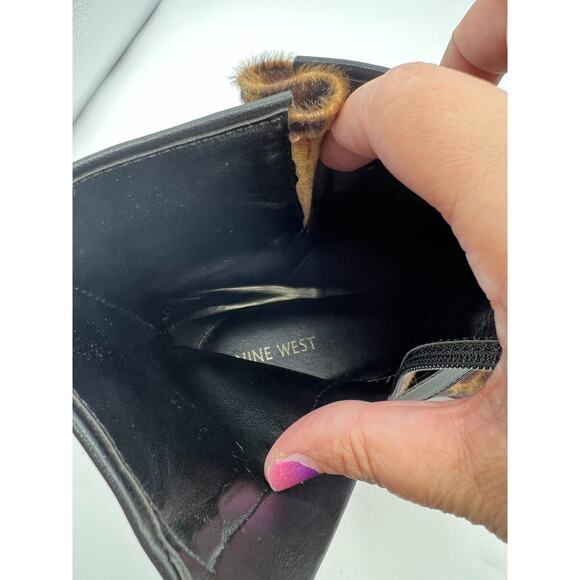 Nine West Aria Black Cheetah Print Ankle Boots Size 10 Biker Combat Buckle - Picture 7 of 7